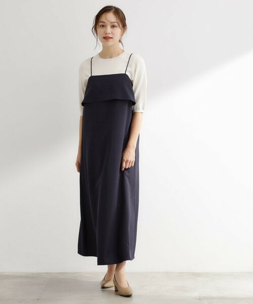 grove/グローブ 【カセット服】洗えるAラインキャミワンピース ダークネイビー(894) 04(LL) grove/グローブ 【カセット服】洗えるAラインキャミワンピース ダークネイビー(894) 04(LL)