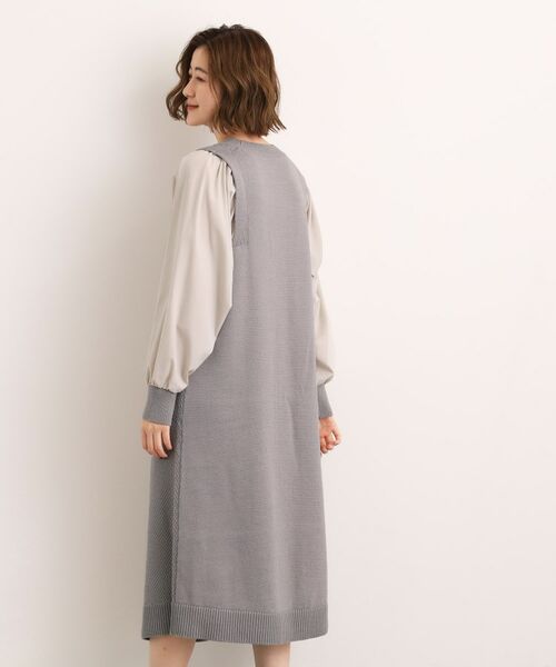 grove / グローブ ロング・マキシ丈ワンピース | 【石川梨華さん着用】一枚で華やぐ、袖布帛ケーブルニットワンピース | 詳細1