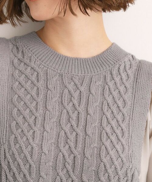 grove / グローブ ロング・マキシ丈ワンピース | 【石川梨華さん着用】一枚で華やぐ、袖布帛ケーブルニットワンピース | 詳細20