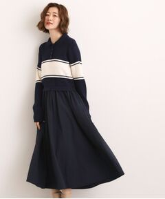 grove / グローブ ロング・マキシ丈ワンピース | 【時短コーデ】ポロニットドッキングワンピース