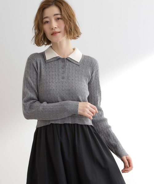 grove / グローブ ロング・マキシ丈ワンピース | 【時短コーデ】ポロニットドッキングワンピース | 詳細1