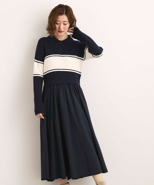 grove / グローブ ロング・マキシ丈ワンピース | 【時短コーデ】ポロニットドッキングワンピース | 詳細11