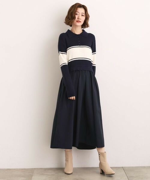 grove / グローブ ロング・マキシ丈ワンピース | 【時短コーデ】ポロニットドッキングワンピース | 詳細12