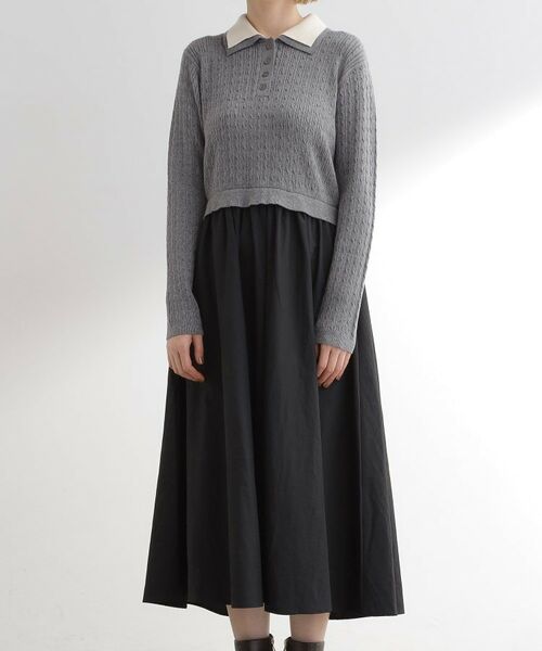 grove / グローブ ロング・マキシ丈ワンピース | 【時短コーデ】ポロニットドッキングワンピース | 詳細15