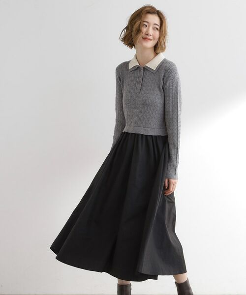 grove / グローブ ロング・マキシ丈ワンピース | 【時短コーデ】ポロニットドッキングワンピース | 詳細2