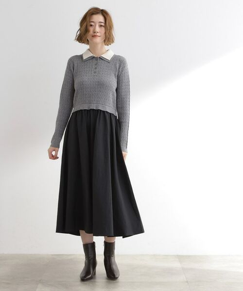 grove / グローブ ロング・マキシ丈ワンピース | 【時短コーデ】ポロニットドッキングワンピース | 詳細3