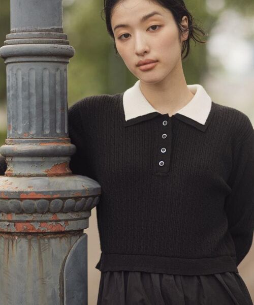 grove / グローブ ロング・マキシ丈ワンピース | 【時短コーデ】ポロニットドッキングワンピース | 詳細5