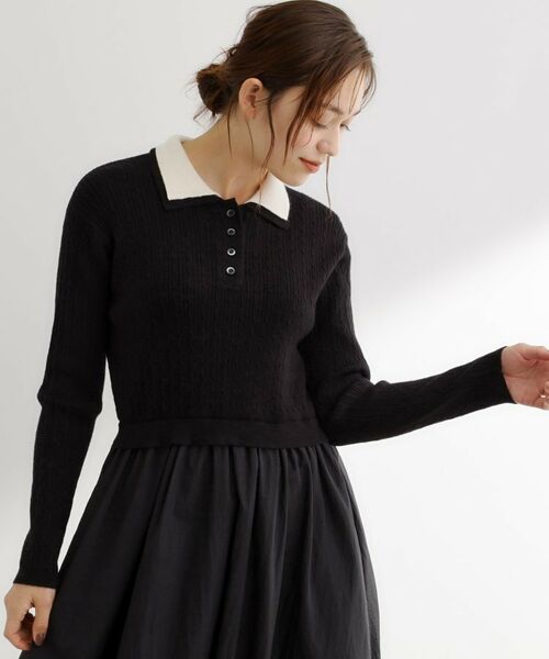 grove / グローブ ロング・マキシ丈ワンピース | 【時短コーデ】ポロニットドッキングワンピース | 詳細6