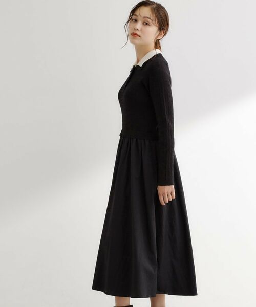 grove / グローブ ロング・マキシ丈ワンピース | 【時短コーデ】ポロニットドッキングワンピース | 詳細7