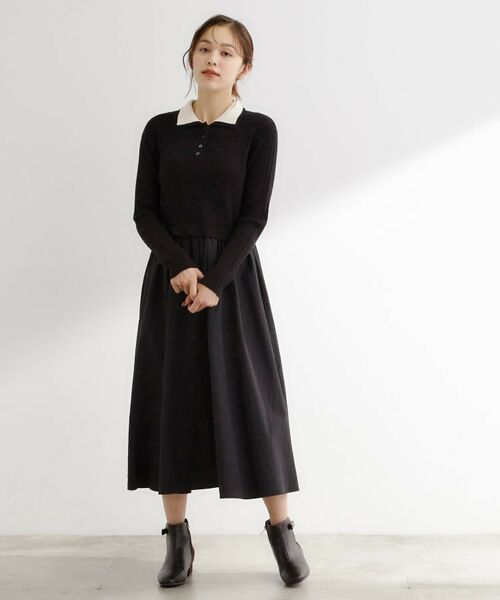 grove / グローブ ロング・マキシ丈ワンピース | 【時短コーデ】ポロニットドッキングワンピース | 詳細8