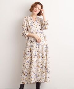 grove / グローブ ロング・マキシ丈ワンピース | カスリフラワーティアードワンピース