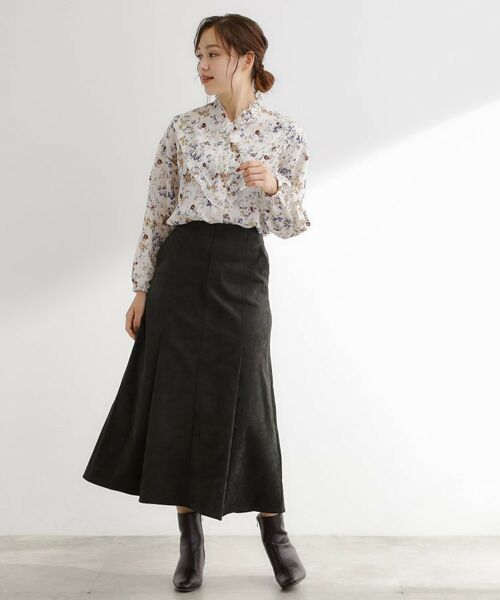 grove / グローブ ロング・マキシ丈スカート | しっとりスエードで描くやわらかなマーメイドスカート | 詳細7