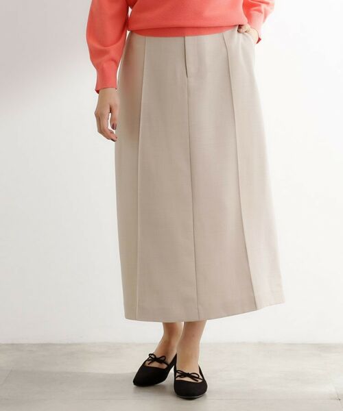 grove/グローブ 【カセット服】洗えるストレートシルエットスカート ベージュ(051) 04(LL) grove/グローブ 【カセット服】洗えるストレートシルエットスカート ベージュ(051) 04(LL)