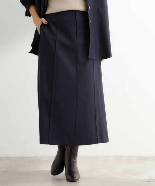 grove / グローブ ロング・マキシ丈スカート | 【カセット服】洗えるストレートシルエットスカート(ダークネイビー(894))