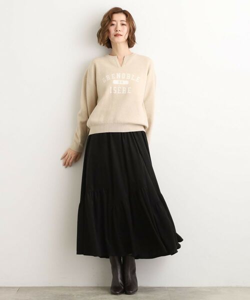 grove / グローブ ロング・マキシ丈スカート | 【石川梨花さん着用】スエードライク マキシティアードスカート | 詳細3