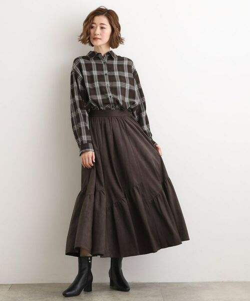 grove / グローブ ロング・マキシ丈スカート | 【石川梨花さん着用】スエードライク マキシティアードスカート | 詳細8