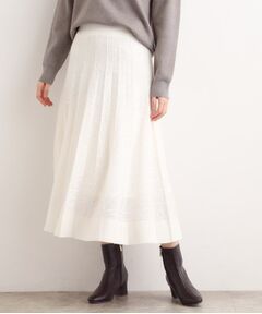 grove / グローブ ロング・マキシ丈スカート | 【石川梨華さん着用】レース柄ジャカードプリーツ風ニットスカート【SET UP対応】