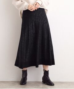 grove / グローブ ロング・マキシ丈スカート | 【石川梨華さん着用】レース柄ジャカードプリーツ風ニットスカート【SET UP対応】