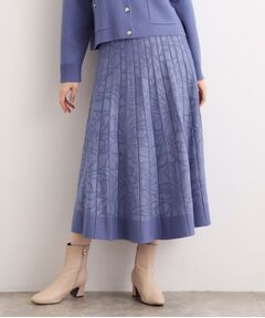 grove / グローブ ロング・マキシ丈スカート | 【石川梨華さん着用】レース柄ジャカードプリーツ風ニットスカート【SET UP対応】