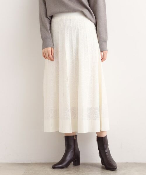 grove / グローブ ロング・マキシ丈スカート | 【石川梨華さん着用】レース柄ジャカードプリーツ風ニットスカート【SET UP対応】 | 詳細1
