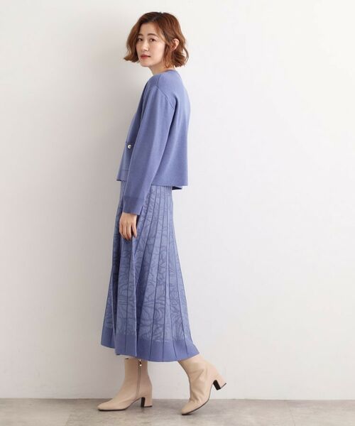 grove / グローブ ロング・マキシ丈スカート | 【石川梨華さん着用】レース柄ジャカードプリーツ風ニットスカート【SET UP対応】 | 詳細10