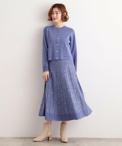 grove / グローブ ロング・マキシ丈スカート | 【石川梨華さん着用】レース柄ジャカードプリーツ風ニットスカート【SET UP対応】 | 詳細11