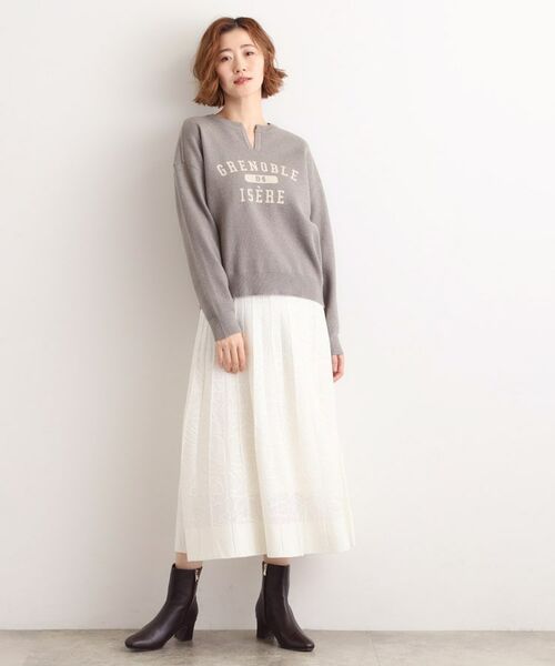 grove / グローブ ロング・マキシ丈スカート | 【石川梨華さん着用】レース柄ジャカードプリーツ風ニットスカート【SET UP対応】 | 詳細3