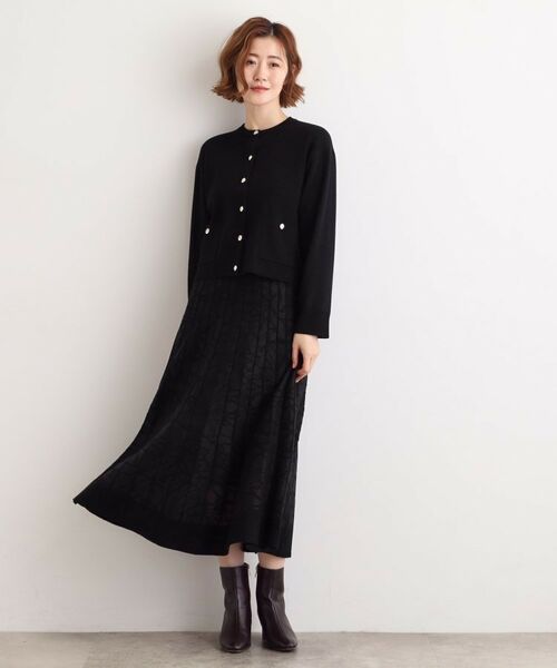 grove / グローブ ロング・マキシ丈スカート | 【石川梨華さん着用】レース柄ジャカードプリーツ風ニットスカート【SET UP対応】 | 詳細6