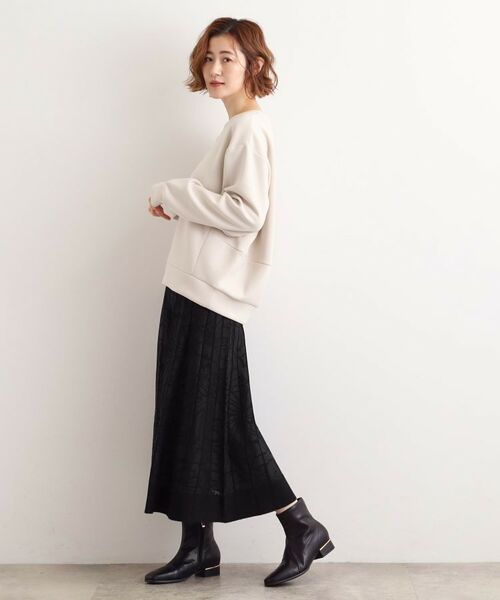 grove / グローブ ロング・マキシ丈スカート | 【石川梨華さん着用】レース柄ジャカードプリーツ風ニットスカート【SET UP対応】 | 詳細7