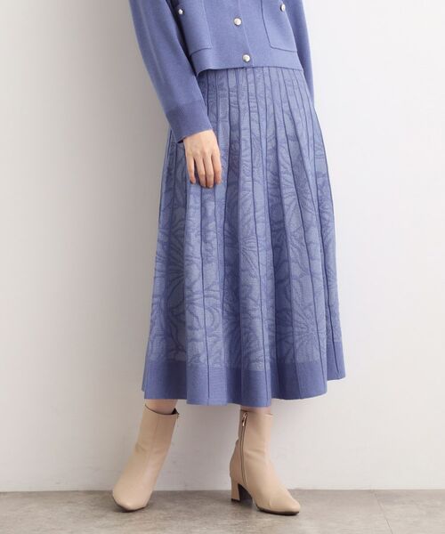 grove / グローブ ロング・マキシ丈スカート | 【石川梨華さん着用】レース柄ジャカードプリーツ風ニットスカート【SET UP対応】 | 詳細9