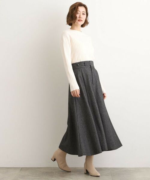 grove / グローブ ロング・マキシ丈スカート | へリンボンツイードフレアマキシスカート | 詳細10