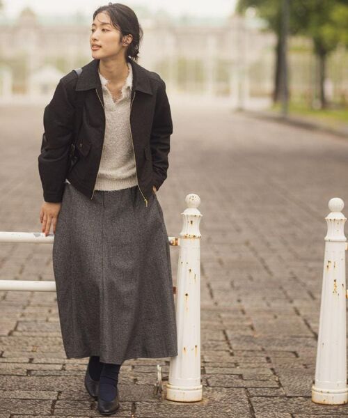 grove / グローブ ロング・マキシ丈スカート | へリンボンツイードフレアマキシスカート | 詳細6
