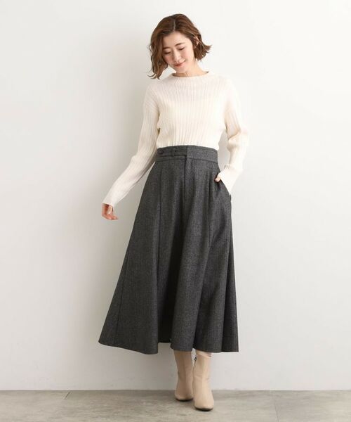 grove / グローブ ロング・マキシ丈スカート | へリンボンツイードフレアマキシスカート | 詳細9