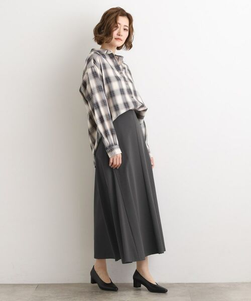 grove / グローブ ロング・マキシ丈スカート | もっちりナイロンストレッチトラペーズスカート | 詳細2