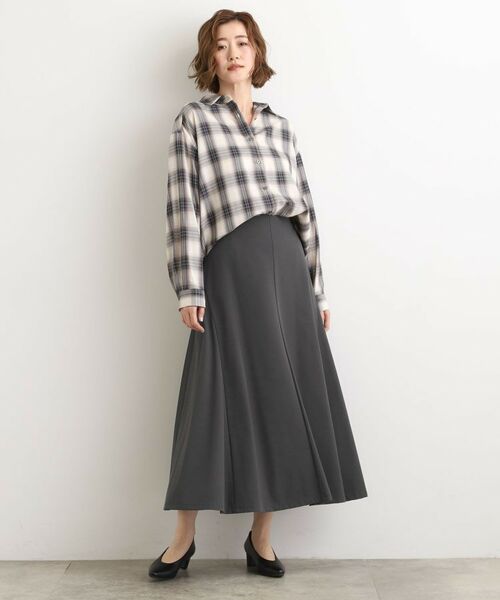 grove / グローブ ロング・マキシ丈スカート | もっちりナイロンストレッチトラペーズスカート | 詳細3