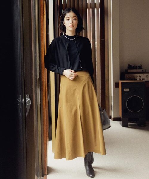 grove / グローブ ロング・マキシ丈スカート | もっちりナイロンストレッチトラペーズスカート | 詳細5