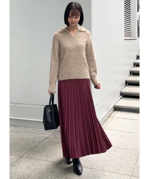 grove / グローブ ロング・マキシ丈スカート | 【石川梨華さん着用】すっきり見えて、やさしく揺れる。大人のスエードライクプリーツスカート | 詳細12