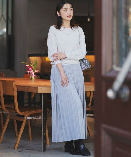 grove / グローブ ロング・マキシ丈スカート | 【石川梨華さん着用】すっきり見えて、やさしく揺れる。大人のスエードライクプリーツスカート | 詳細14