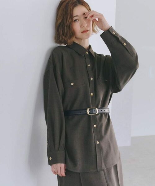 grove / グローブ シャツ・ブラウス | 【カセット服/選べる着丈】洗濯機で洗えるオーバーシャツ(ブラウン(044))
