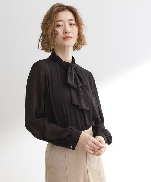 grove / グローブ シャツ・ブラウス | シアーストライプボウタイブラウス | 詳細1