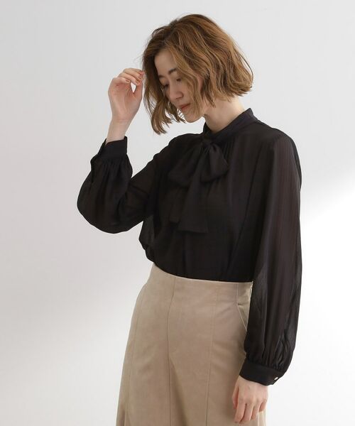 grove / グローブ シャツ・ブラウス | シアーストライプボウタイブラウス | 詳細2