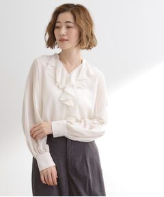 grove / グローブ シャツ・ブラウス | 袖プリーツフロントフリルブラウス