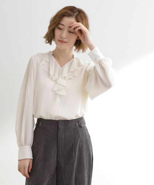grove / グローブ シャツ・ブラウス | 袖プリーツフロントフリルブラウス | 詳細1