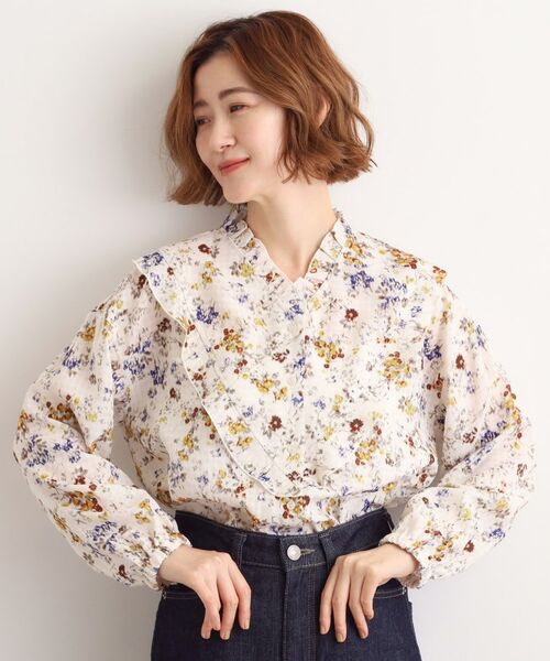 grove / グローブ シャツ・ブラウス | カスリフラワープリントブラウス(アイボリー(104))