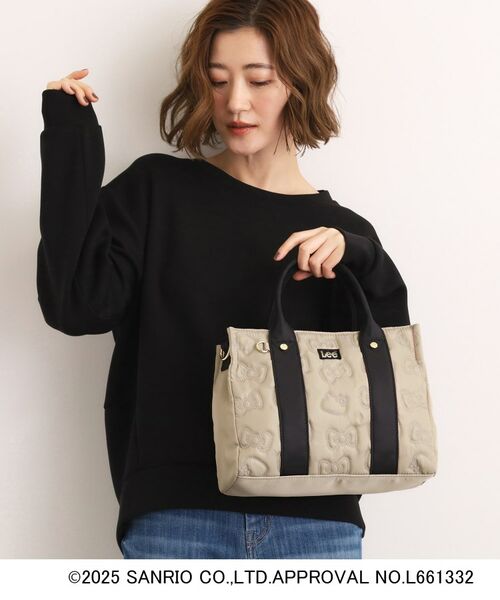 grove / グローブ トートバッグ | 【ハローキティ】Lee別注リボンキティキルトスクエアトート(ライトベージュ(551))