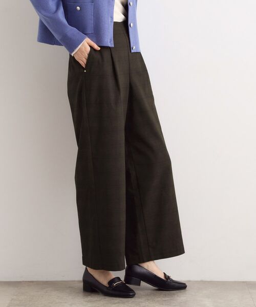 grove / グローブ パンツ | 【選べる着丈/多機能】裏起毛ハイパーストレッチワイドパンツ(ブラウンチェック(243))