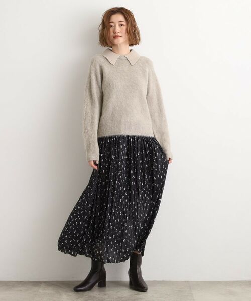 grove / グローブ ニット・セーター | 異素材ビッグカラーニット | 詳細9