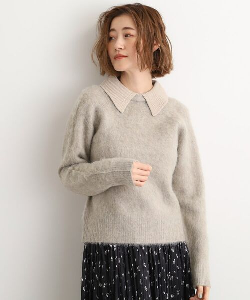 grove / グローブ ニット・セーター | 異素材ビッグカラーニット(ベージュ(052))