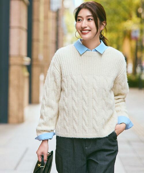 grove / グローブ ニット・セーター | ふんわり包み込む ケーブルボートネックニット | 詳細1