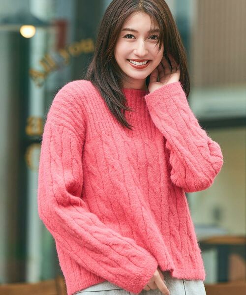 grove / グローブ ニット・セーター | ふんわり包み込む ケーブルボートネックニット | 詳細10